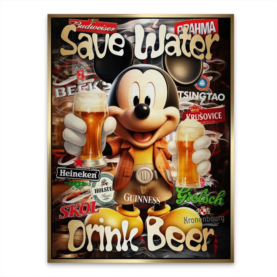 Micky Drink Beer Aludibond Gebürstet INGALERIE