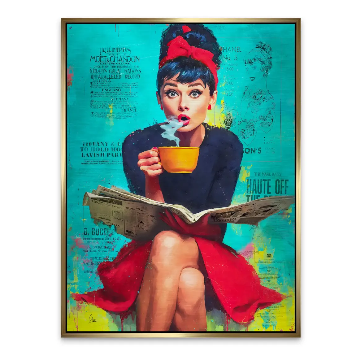 Audrey News Pop Art Aludibond Gebürstet Bild INGALERIE