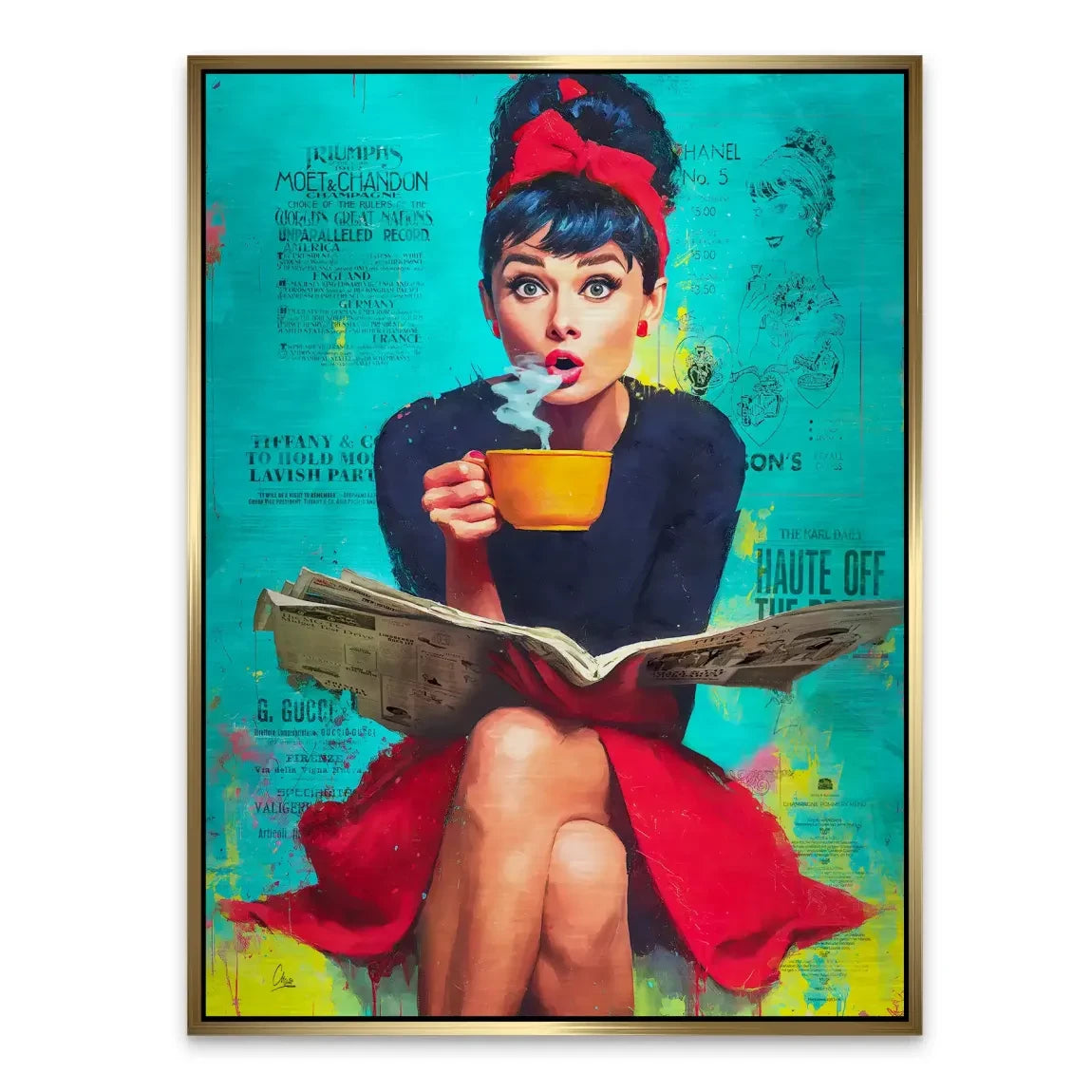 Audrey Hepburn News Pop Art Alu Gebürstet Bild INGALERIE