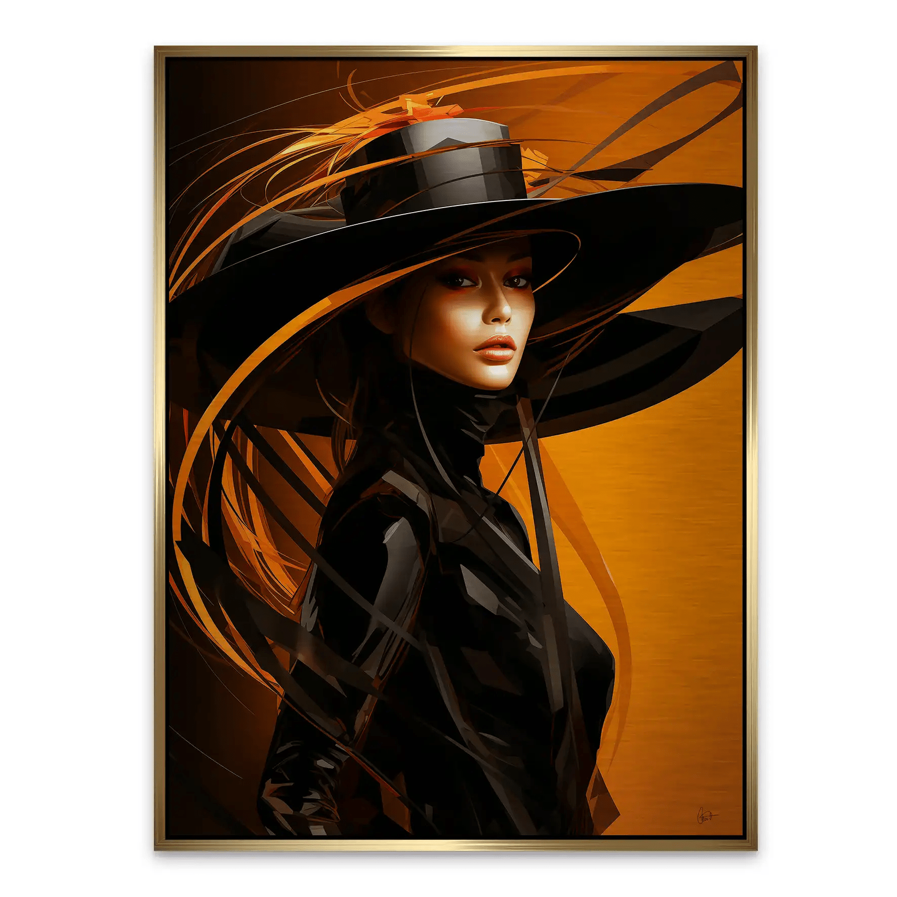 Frau mit Hut Alu Gebürstet INGALERIE