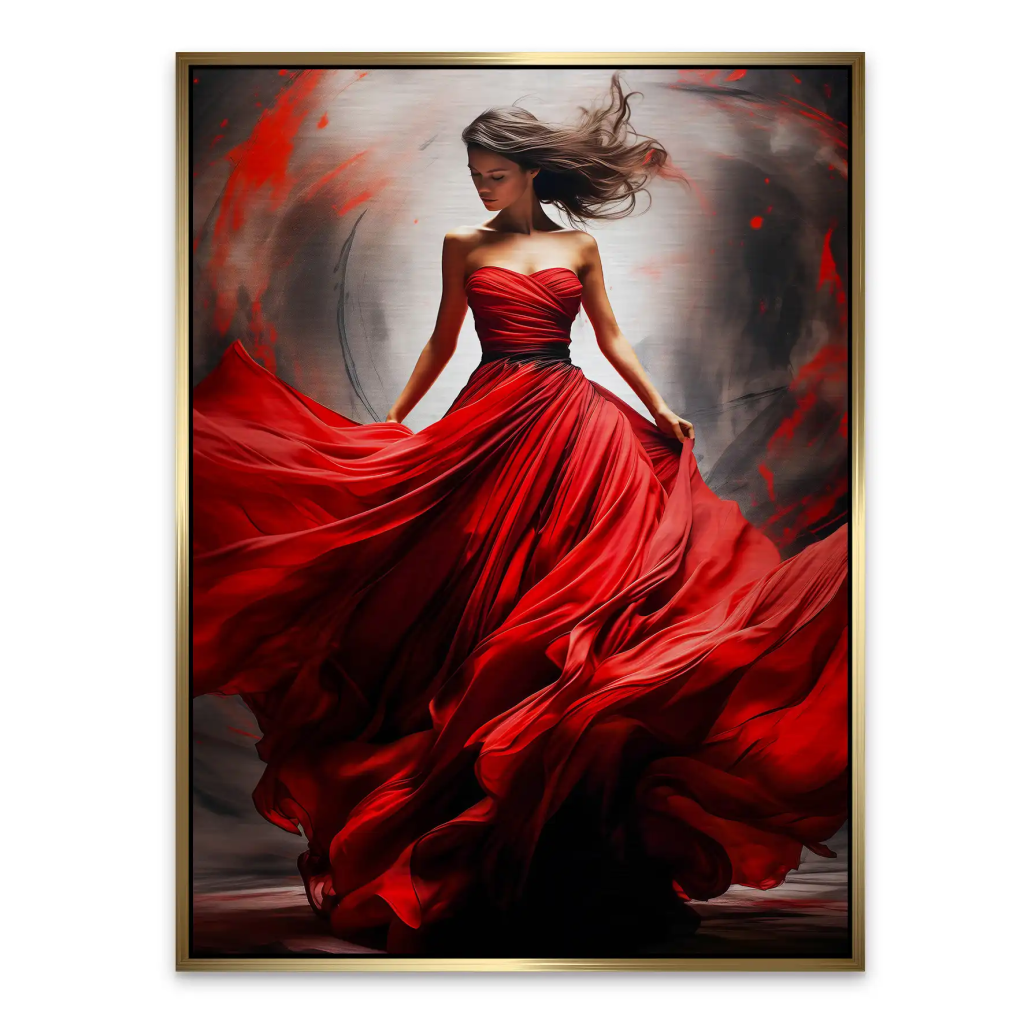 Woman In Red Aludibond Gebürstet Bild INGALERIE