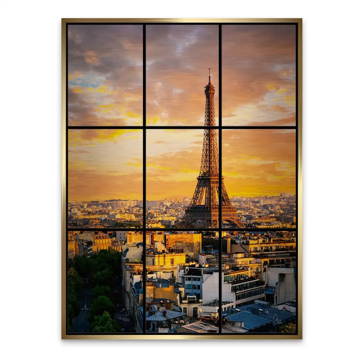 Sunset View Paris Alu Gebürstet Bild