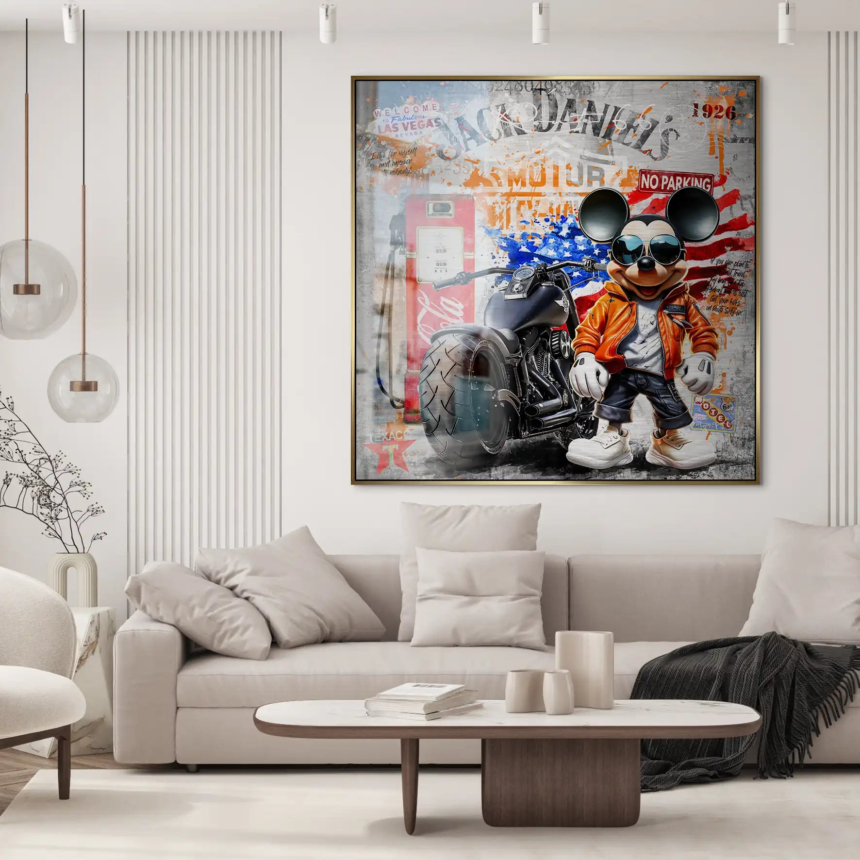 Harley Micky Maus Pop Art Alu Gebürstet Bild INGALERIE