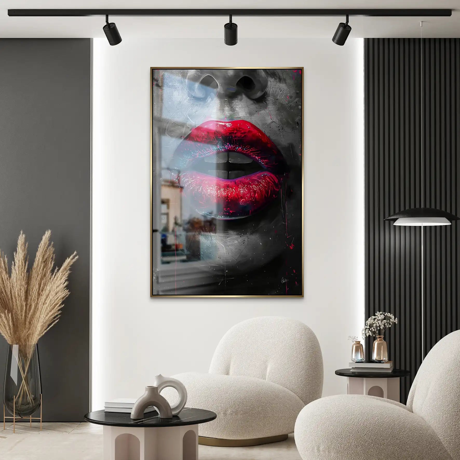 Abstrakt Red Lips Alu Gebürstet Bild INGALERIE
