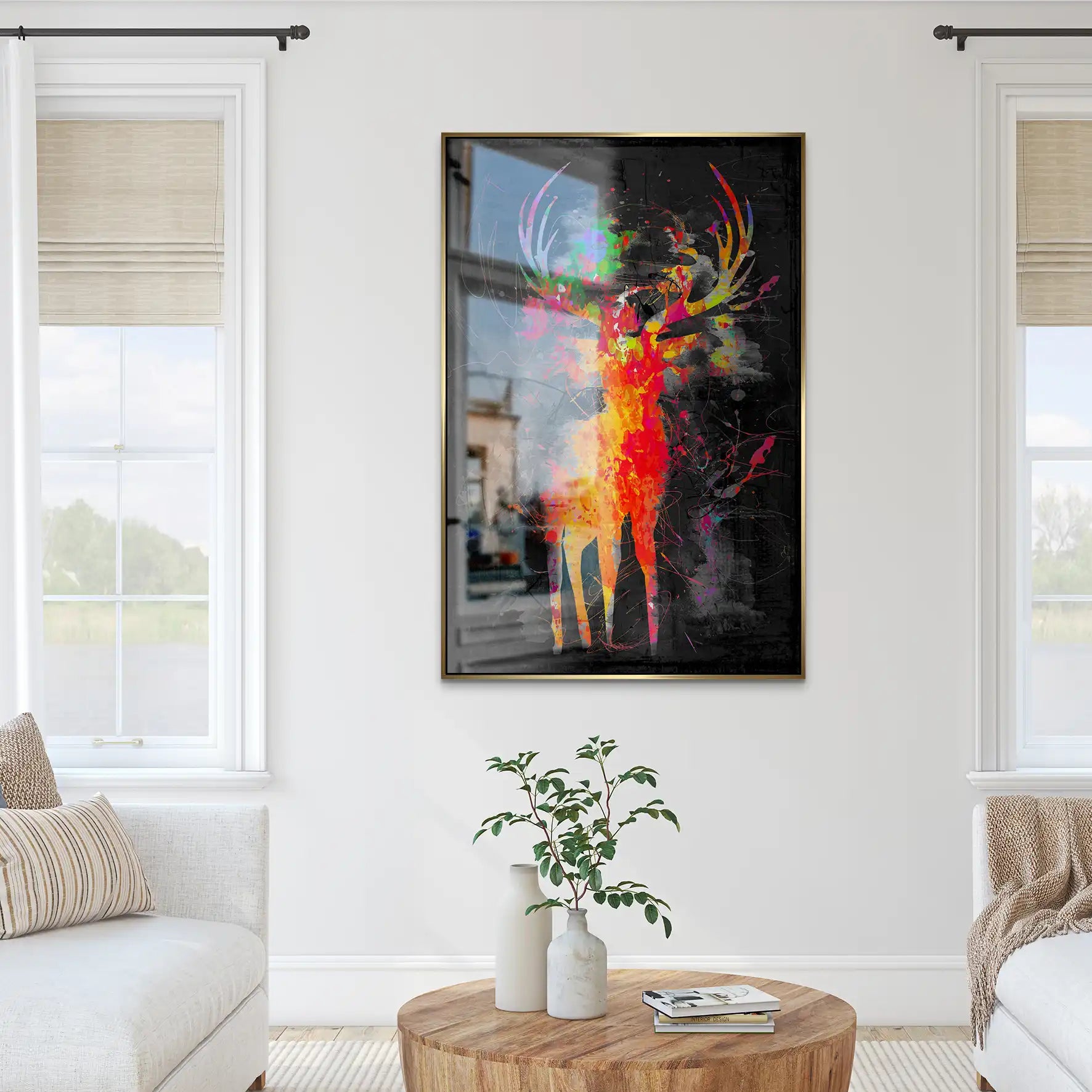 Hirsch Abstrakt Color Style AluDibond Gebürstet INGALERIE