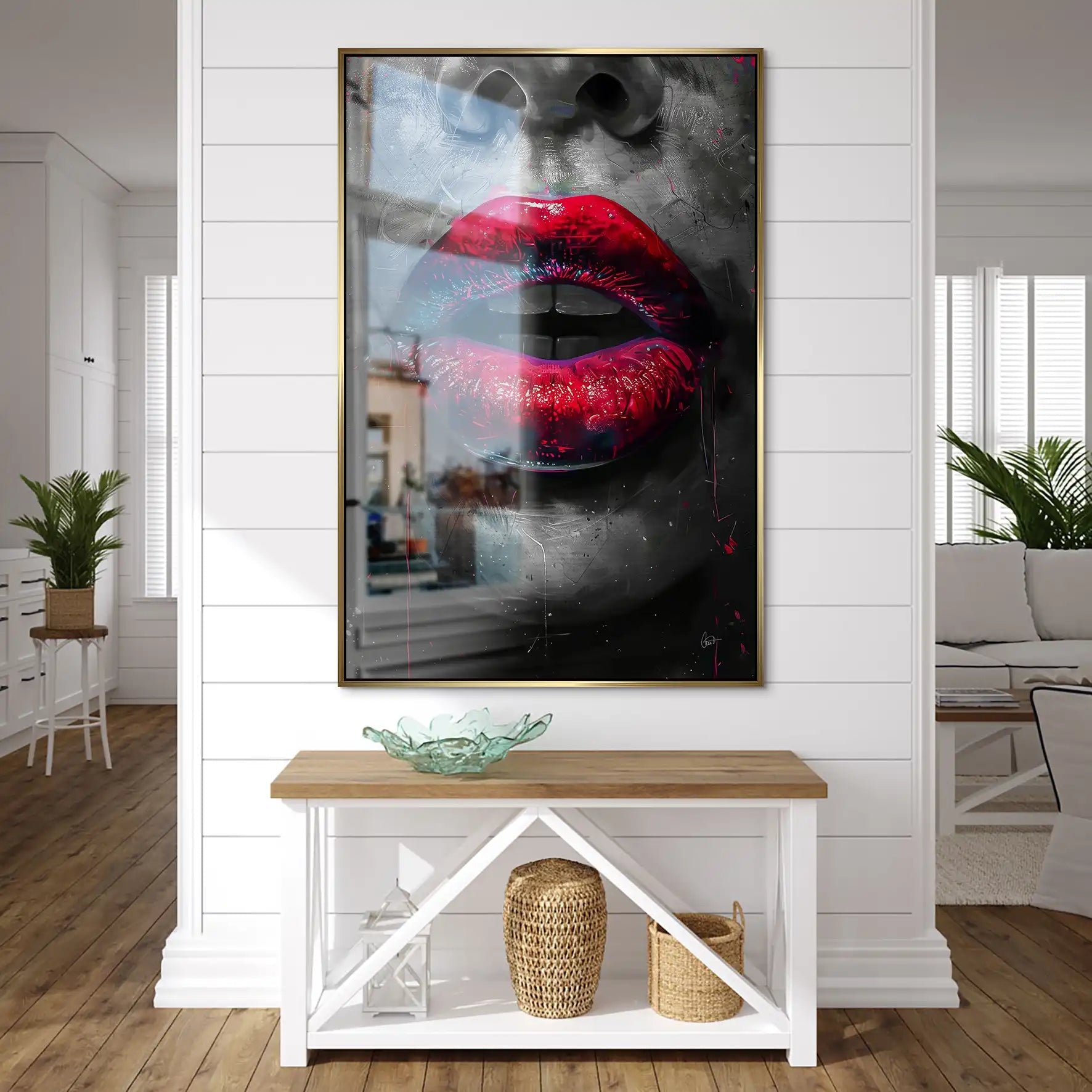 Abstrakt Red Lips Alu Gebürstet Bild INGALERIE