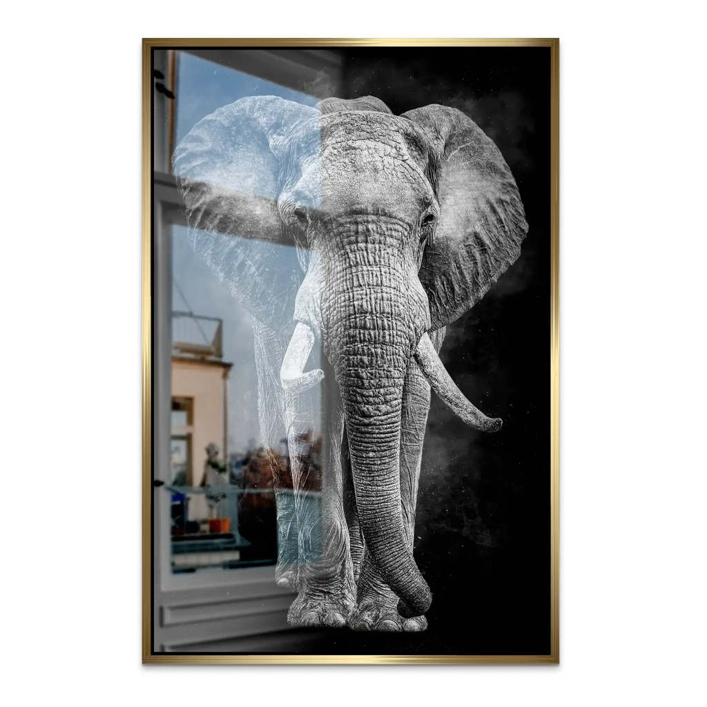 Elefant Abstrakt Dark Style AluDibond Gebürstet INGALERIE