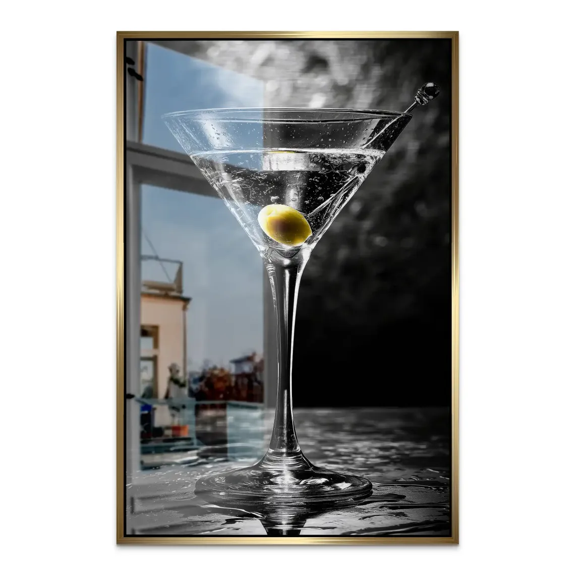 Martini Glas Noir Alu Dibond Bild gebürstet