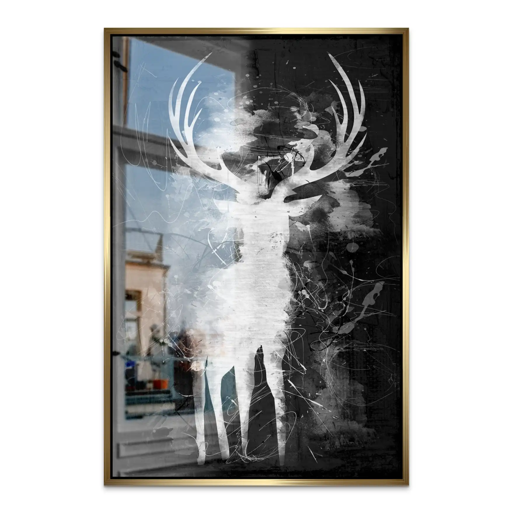 Hirsch Abstrakt Black Style AluDibond Gebürstet INGALERIE