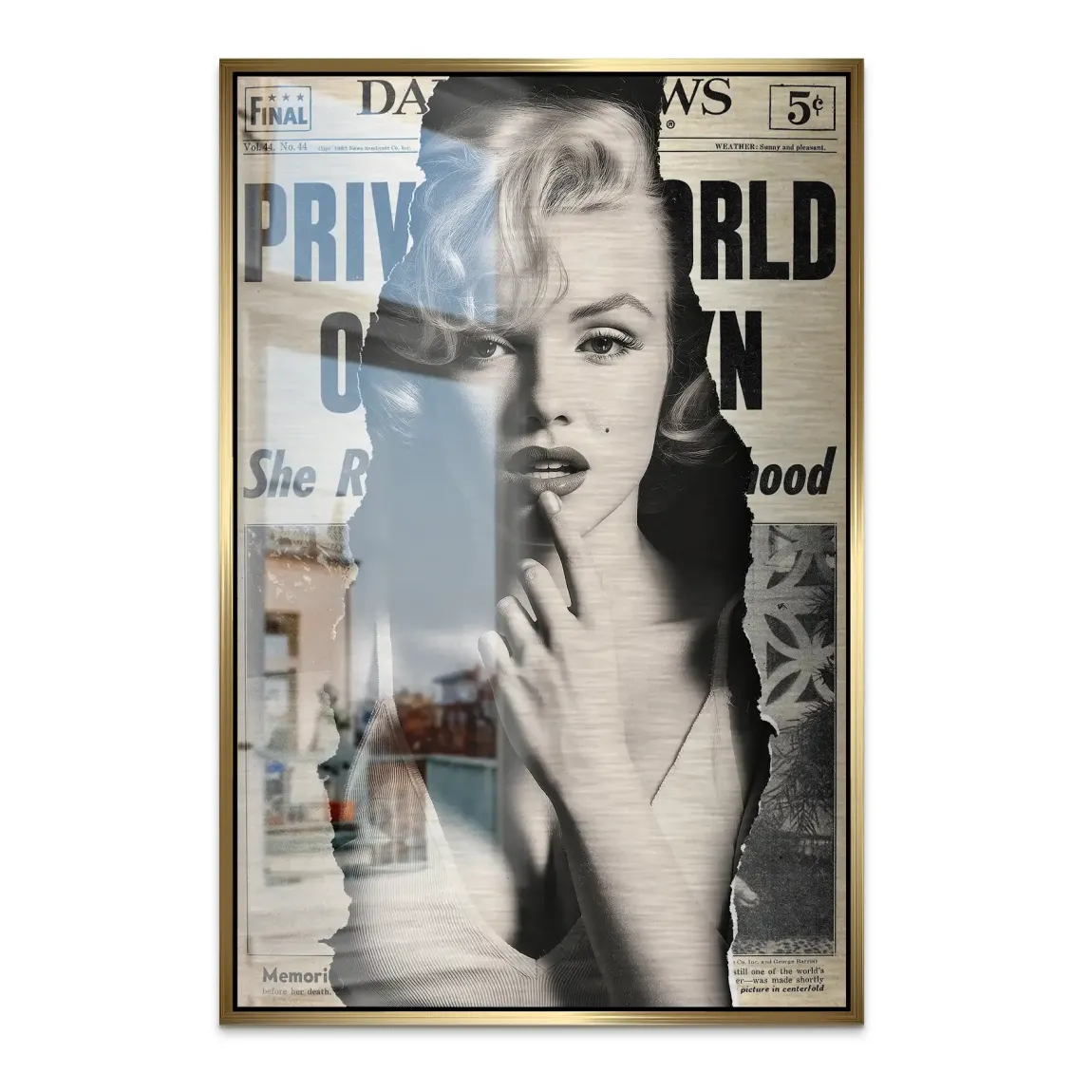 Marilyn Monroe News Alu Dibond Bild gebürstet