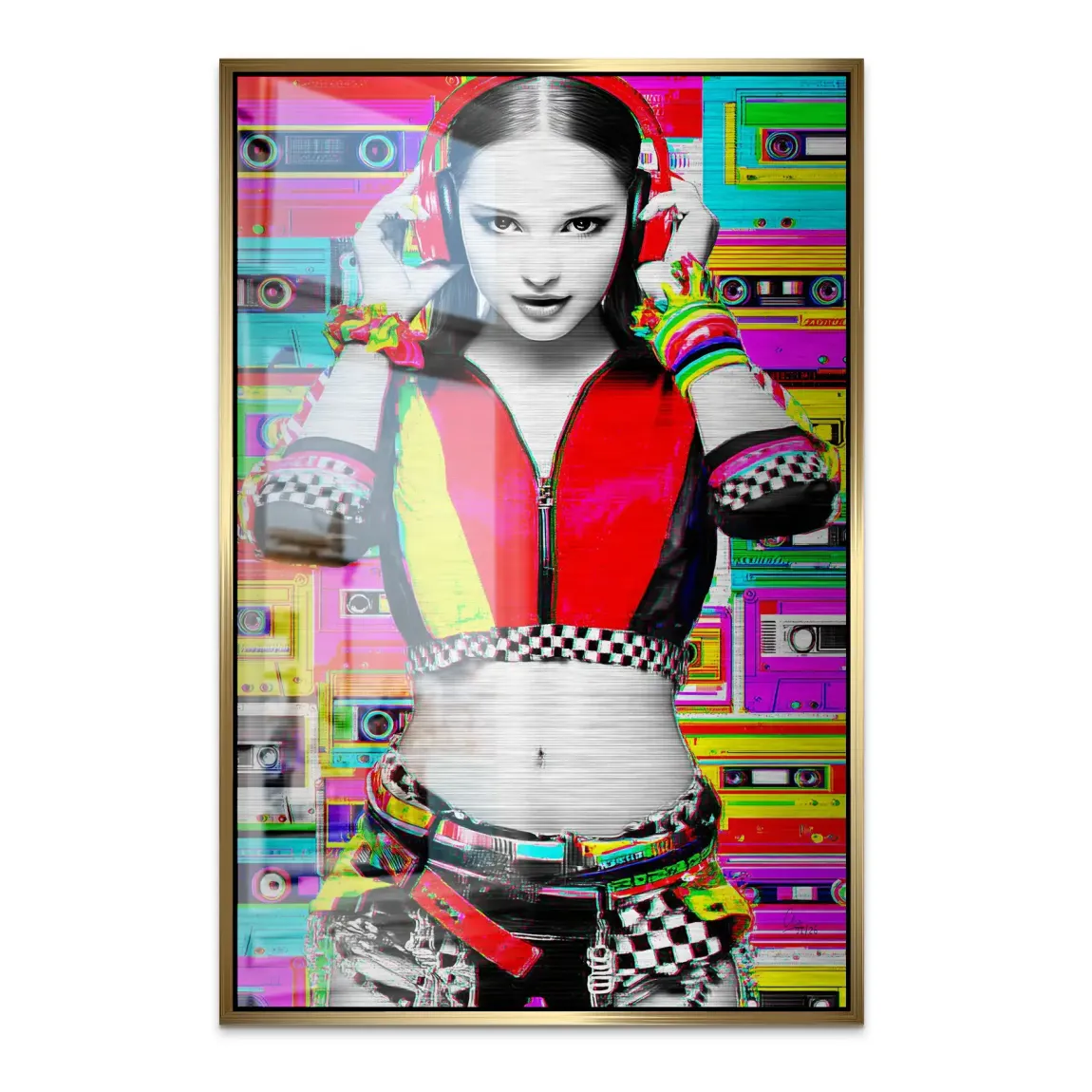 Retro DJ Girl Alu Dibond Bild gebürstet