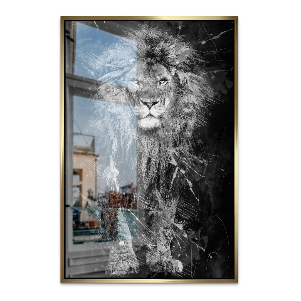 Lion Dark Splash AluDibond Gebürstet INGALERIE