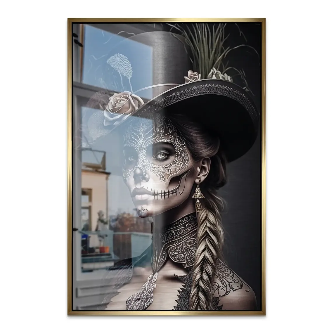 Velvet Noir La Catrina Alu Dibond Bild gebürstet INGALERIE