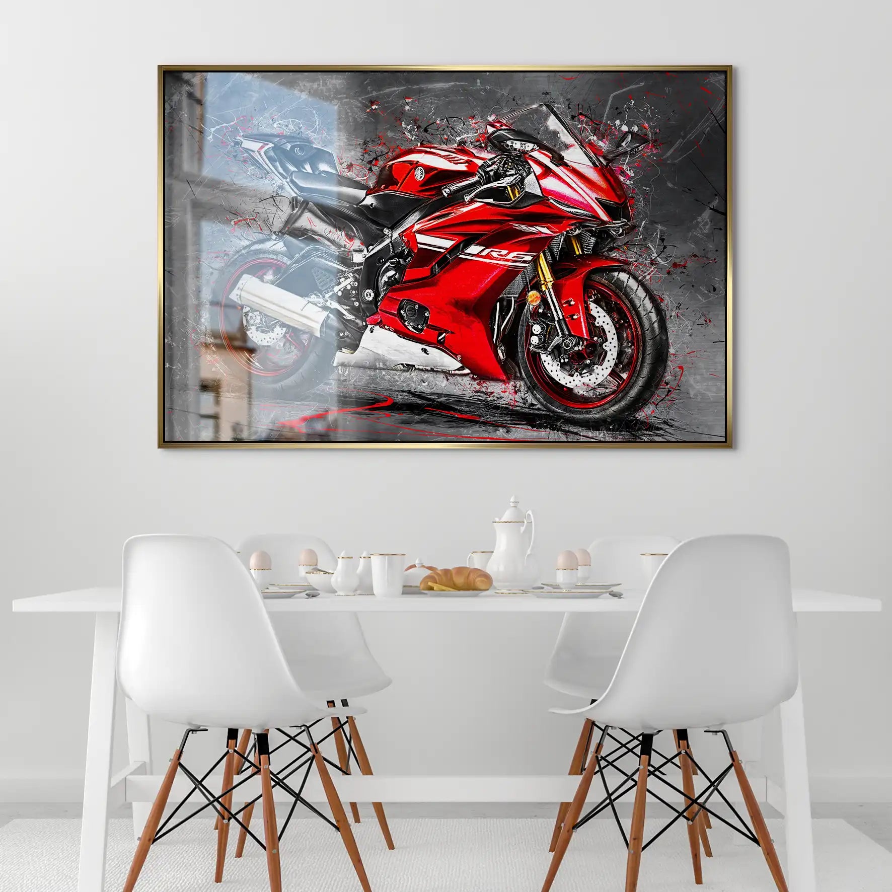 Yamaha R6 Abstrakt Rot AluDibond Gebürstet INGALERIE