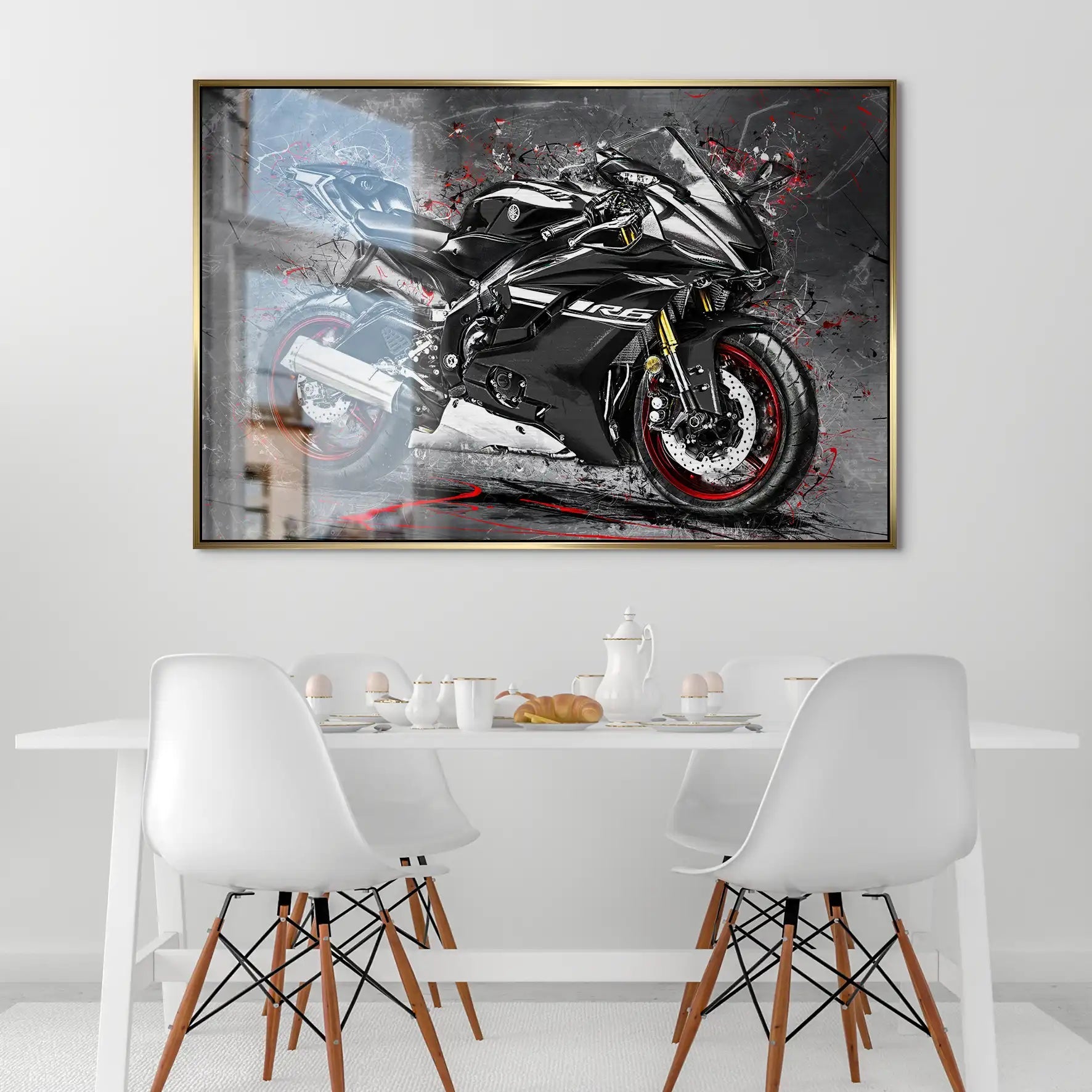 Yamaha R6 Abstrakt Black AluDibond Gebürstet INGALERIE