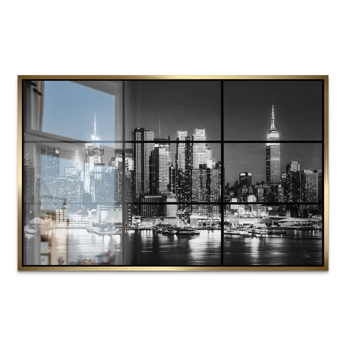 New York Black Skyline AluDibond Gebürstet