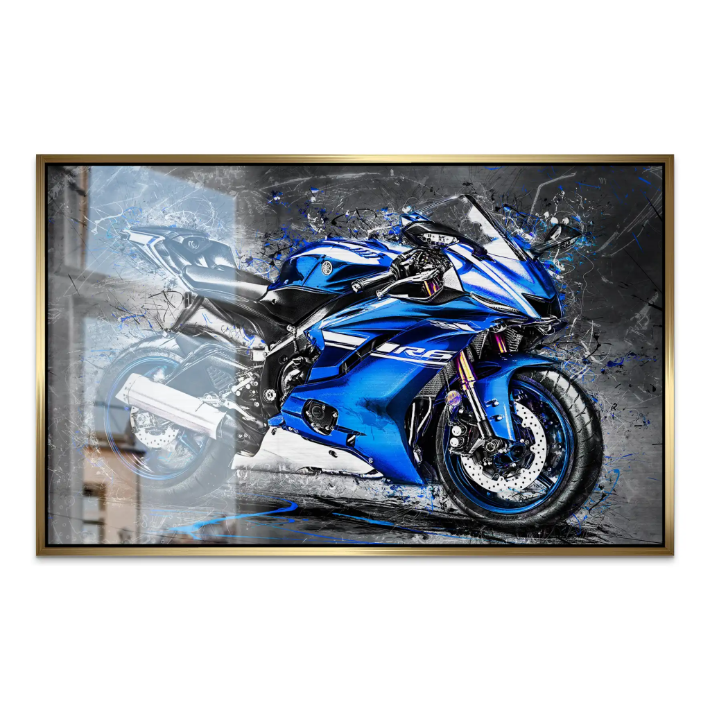 Yamaha R6 Abstrakt Blau AluDibond Gebürstet INGALERIE