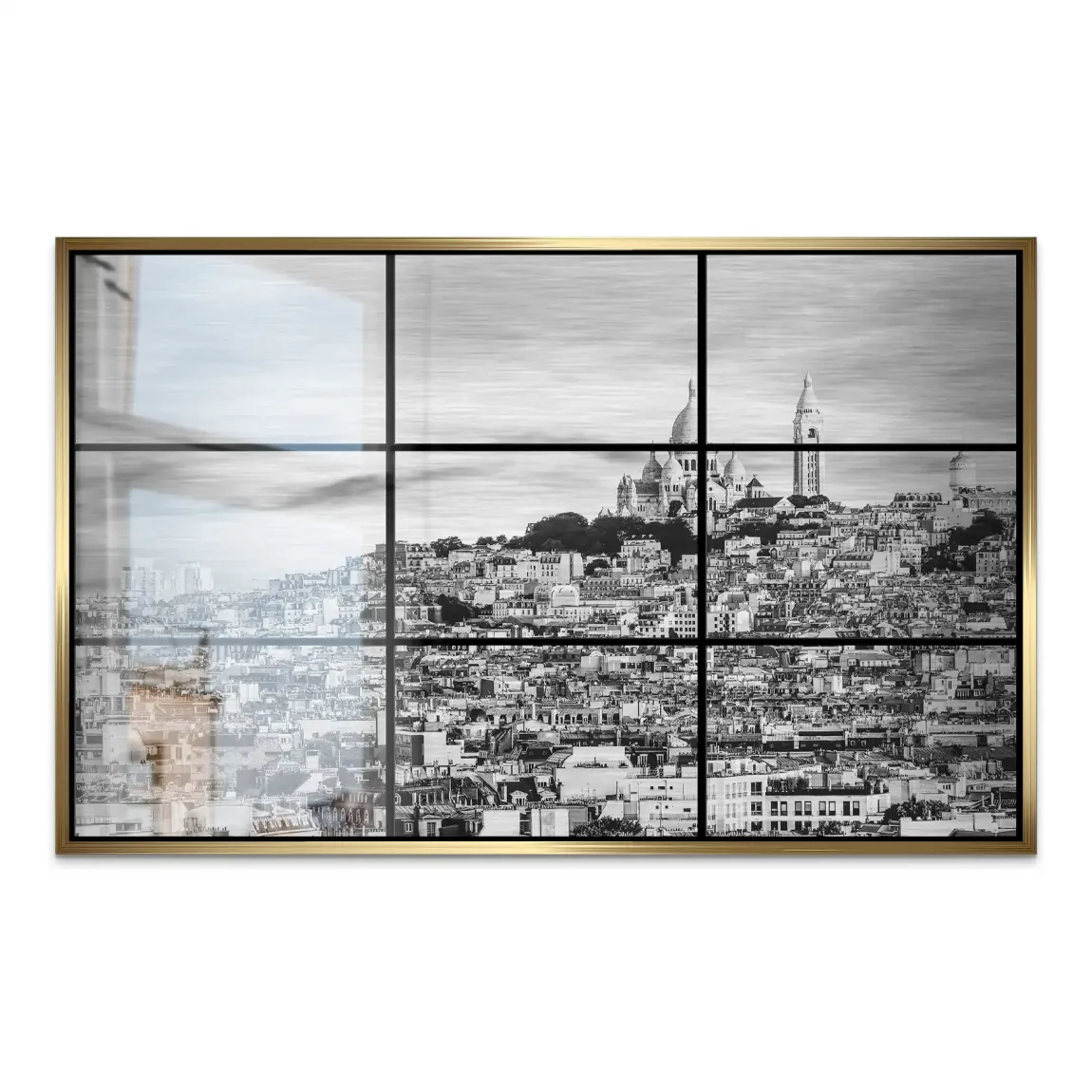 Paris Skyline Black and White AluDibond Gebürstet