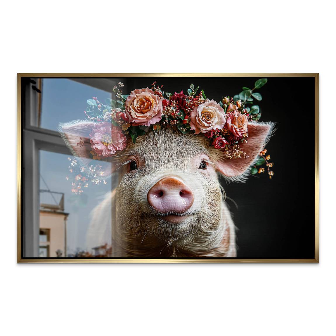 Blüten Schwein Alu Dibond Gebürstet Bild