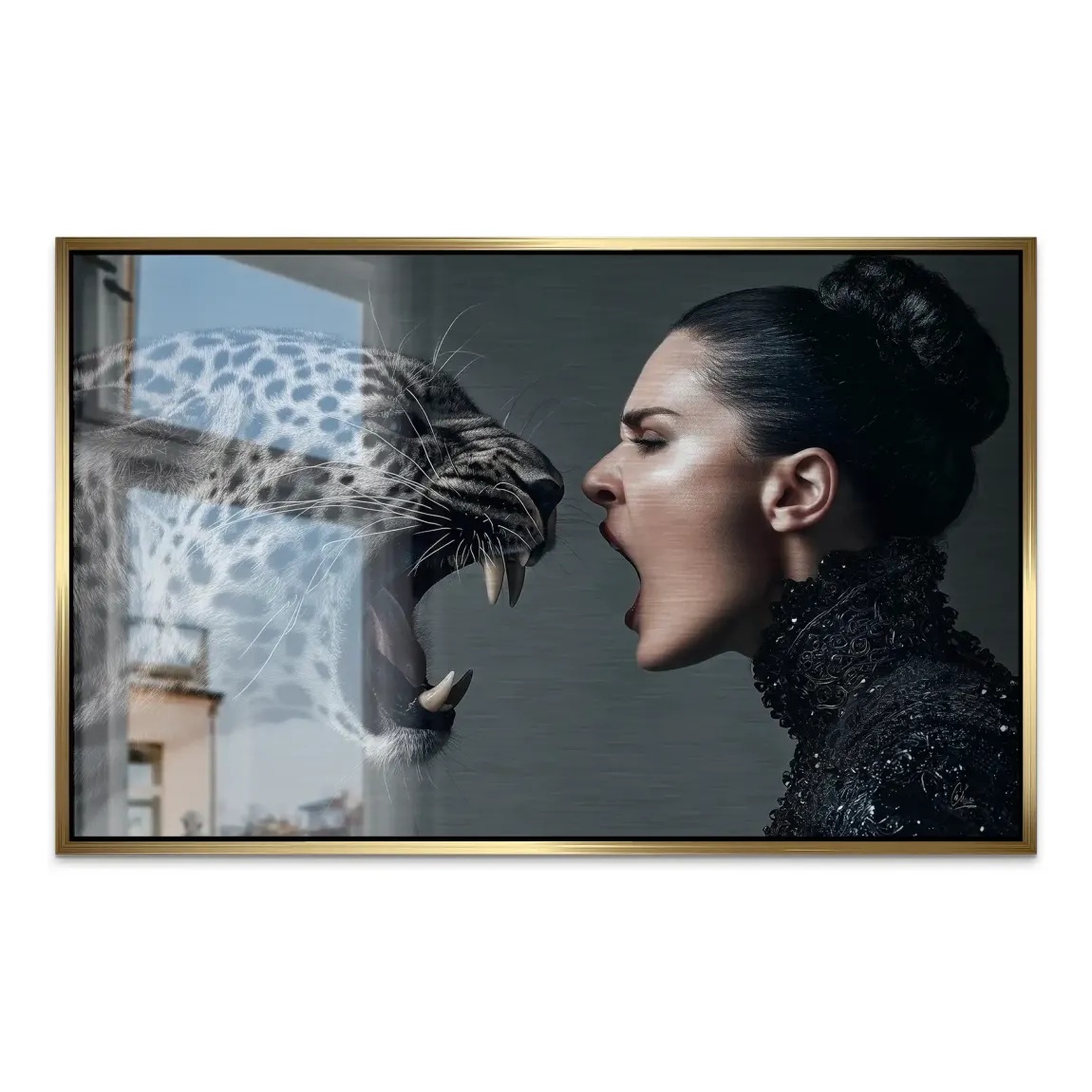 Wild Leopard Woman AluDibond Gebürstet