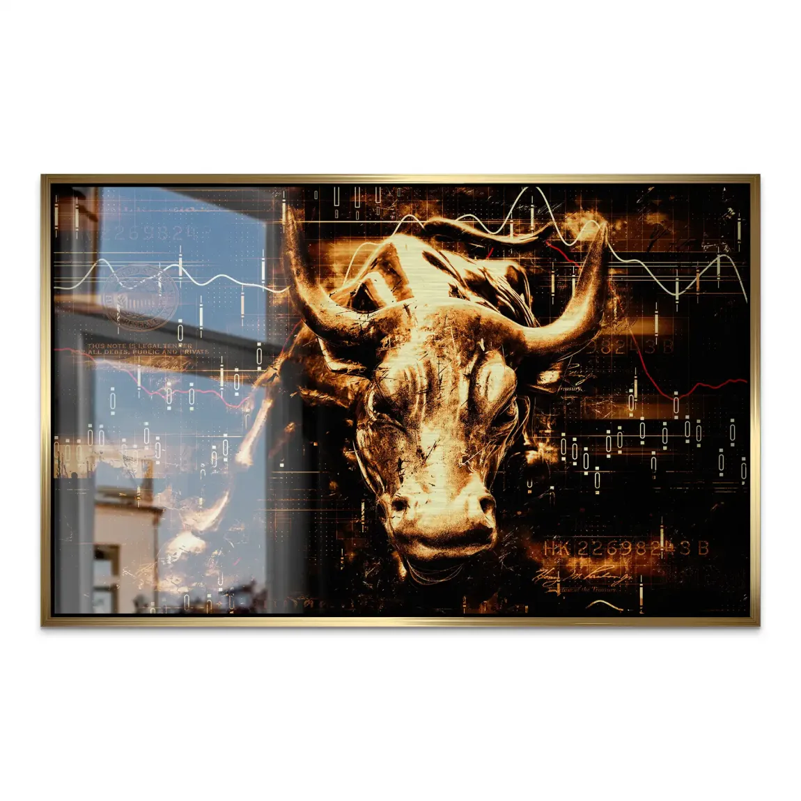 Börsenbulle Retro Art Aluminiumbild gebürstet