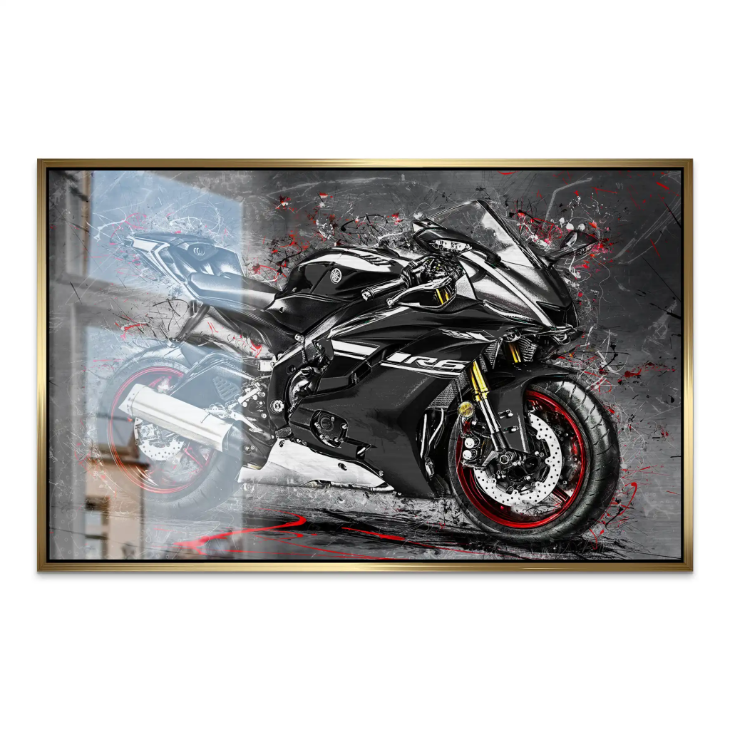 Yamaha R6 Abstrakt Black AluDibond Gebürstet INGALERIE