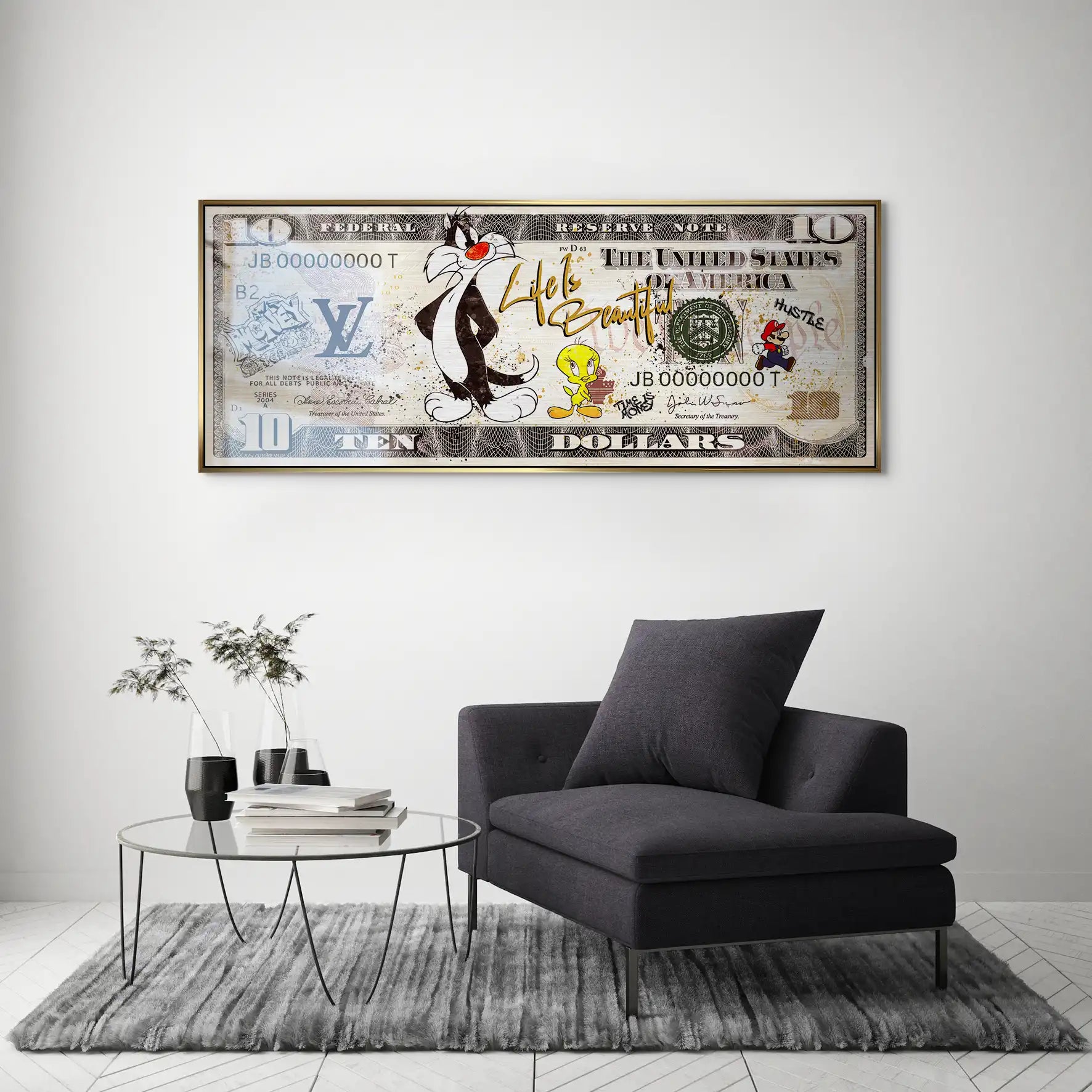 Tweety und Sylverster Dollar AluDibond Gebürstet INGALERIE