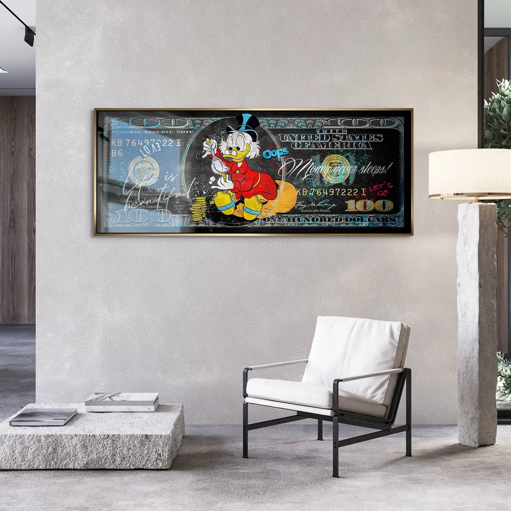 Dagobert Money Never Sleeps Dollar Alu Gebürstet INGALERIE