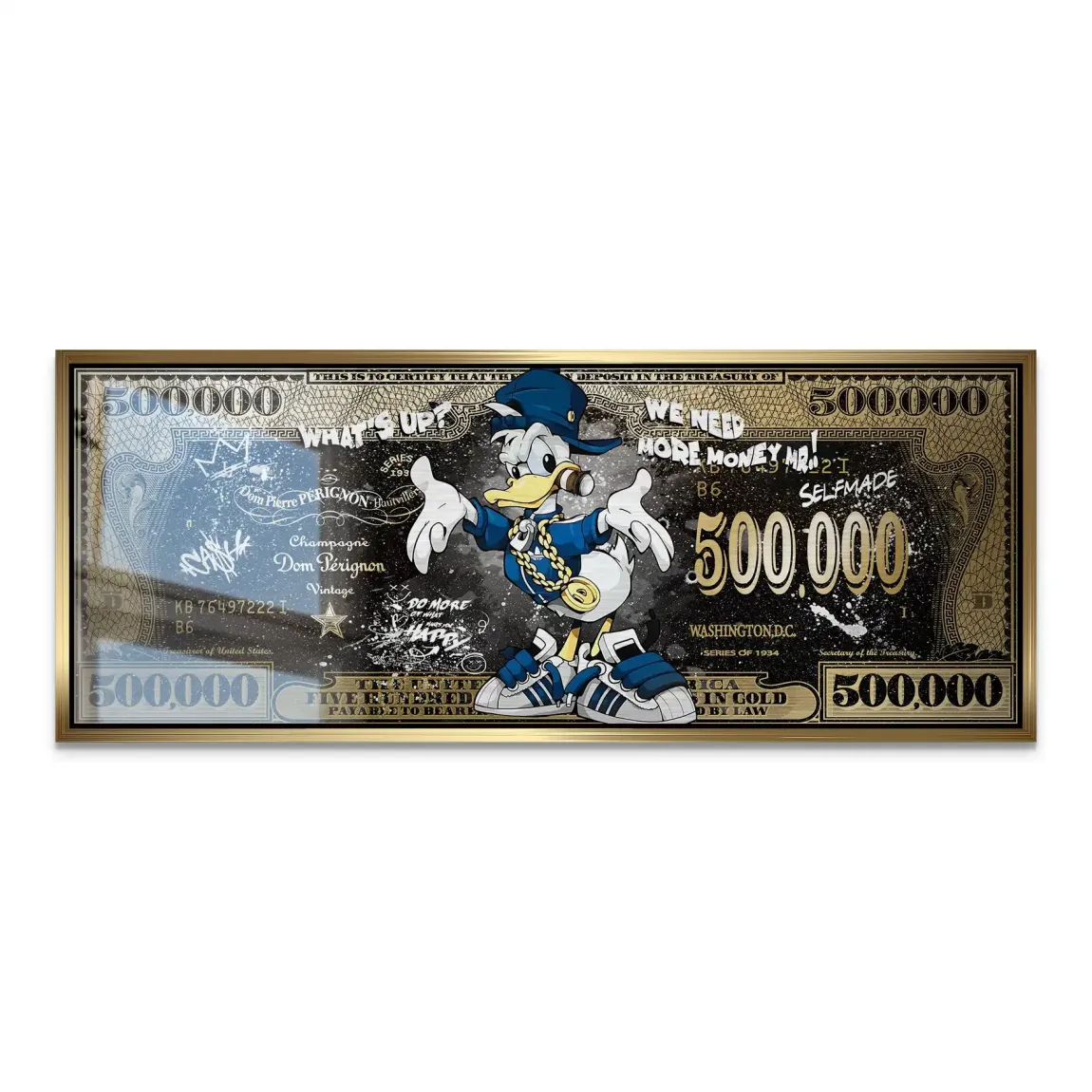 Donald Duck Whats Up Dollar Style Alu Gebürstet Bild INGALERIE