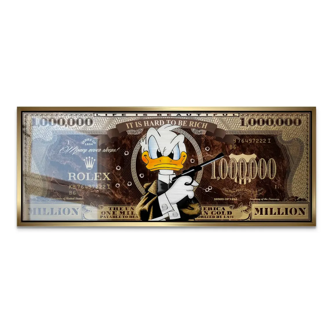 Donald Duck Rich State of Mind Pop Art Alu Gebürstet INGALERIE