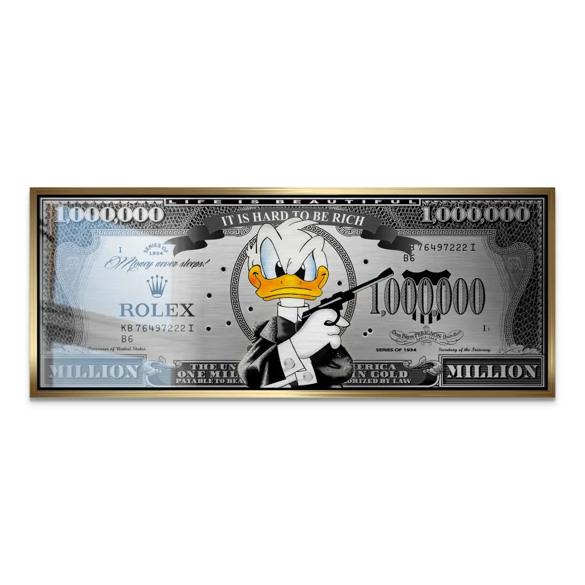 Donald Duck License to Bill Pop Art Dollar Alu Gebürstet INGALERIE