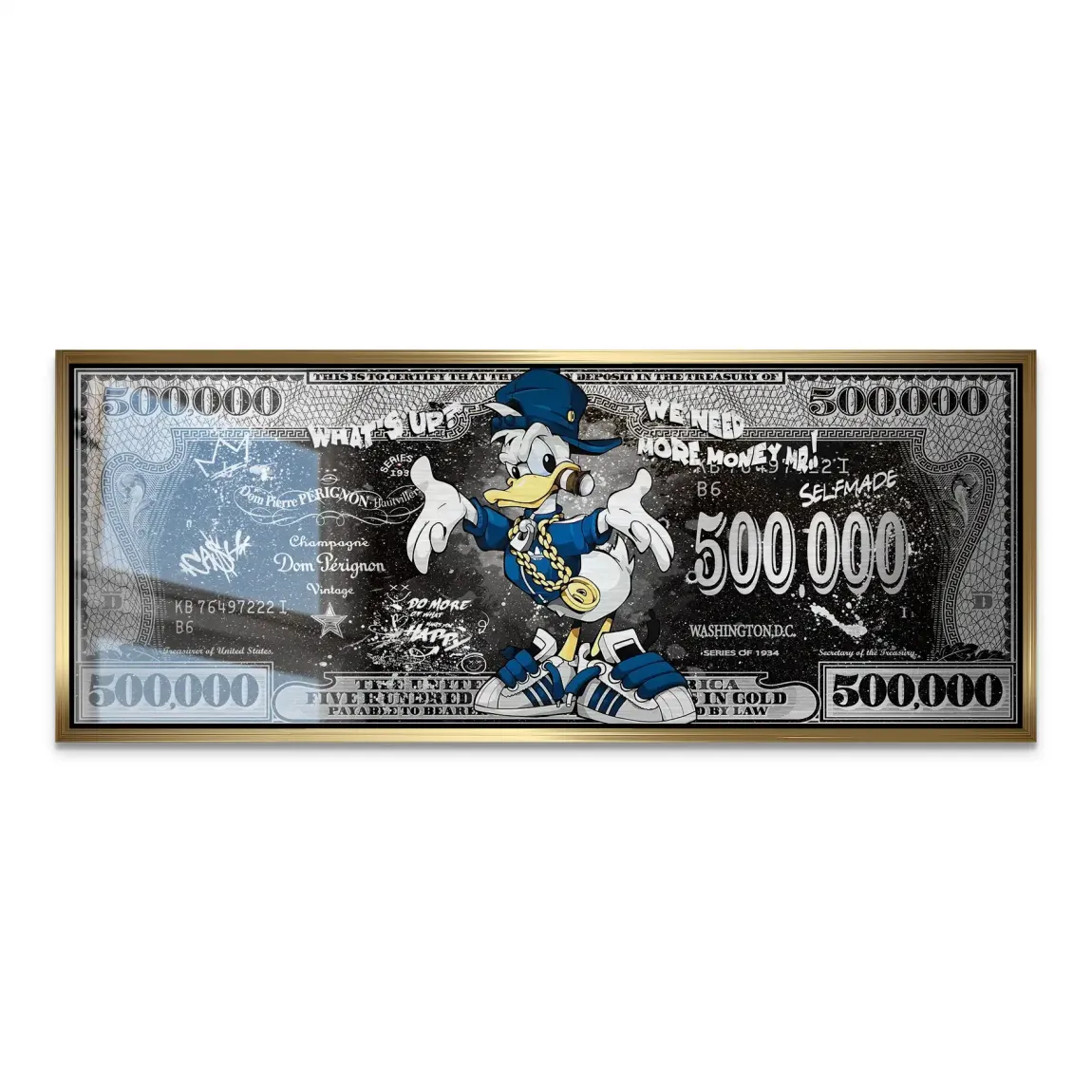 Donald Duck Whats up Dollar AluDibond Gebürstet Bild INGALERIE