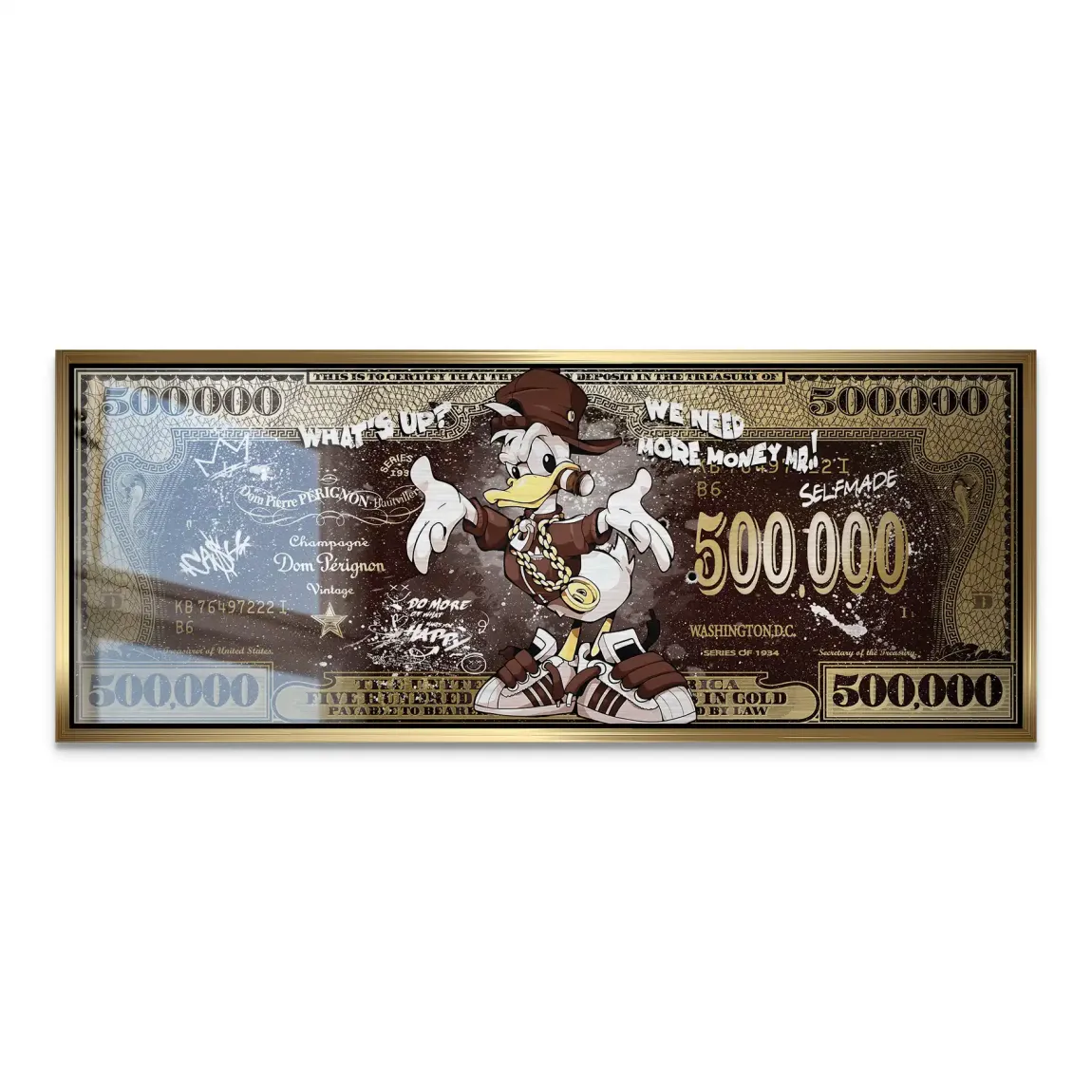 Donald Duck Whats Up Retro Dollar Alu Gebürstet Bild INGALERIE