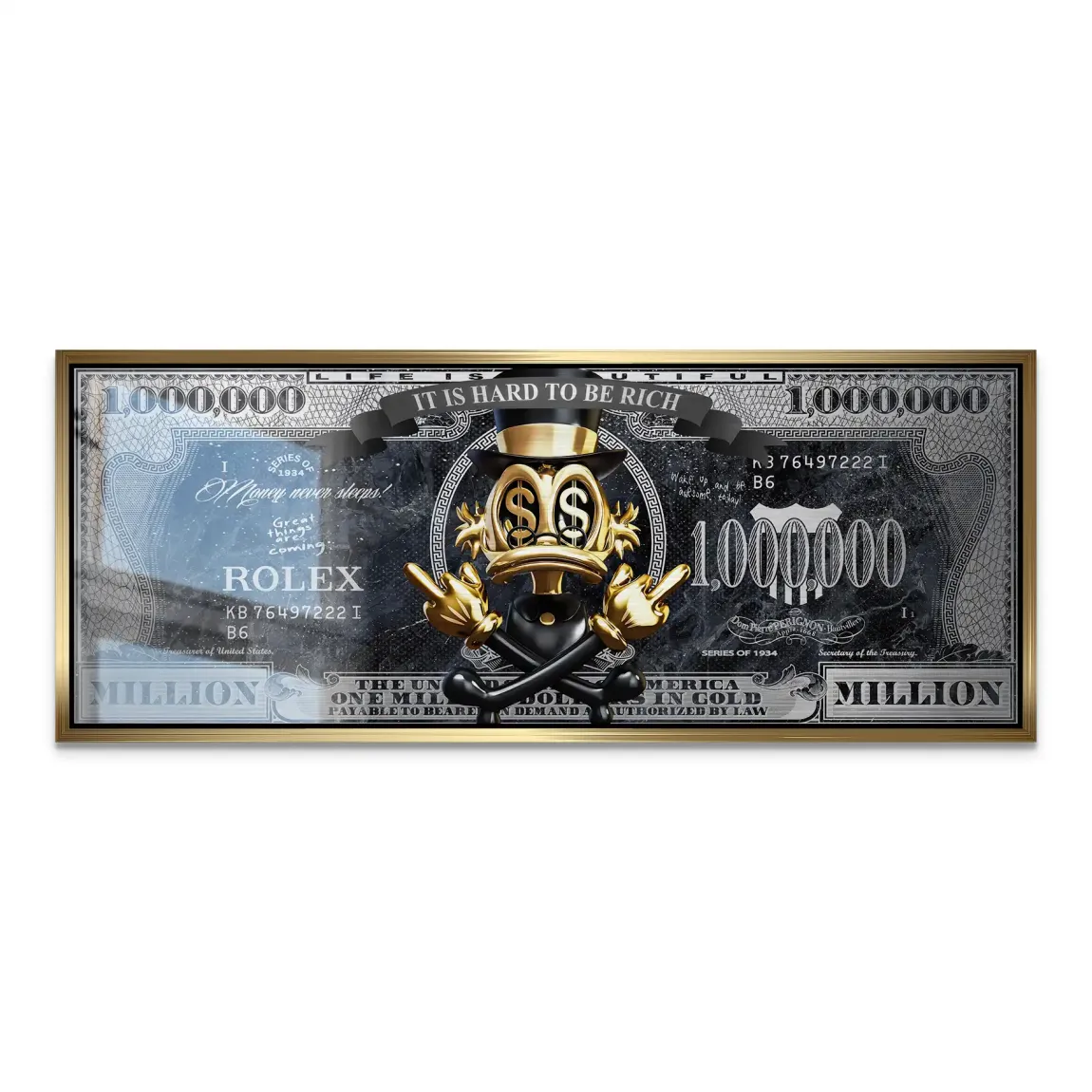 Dagobert Duck Totenkopf Black Dollar Alu Gebürstet INGALERIE