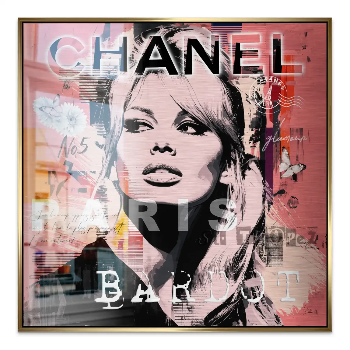Bardot Chanel Art Aluminiumbild gebürstet