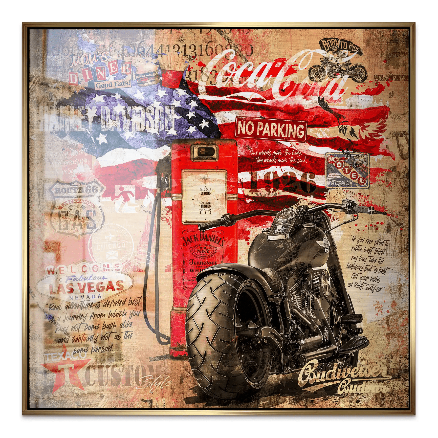 Harley USA Pop Art Retro Alu Gebürstet Bild INGALERIE