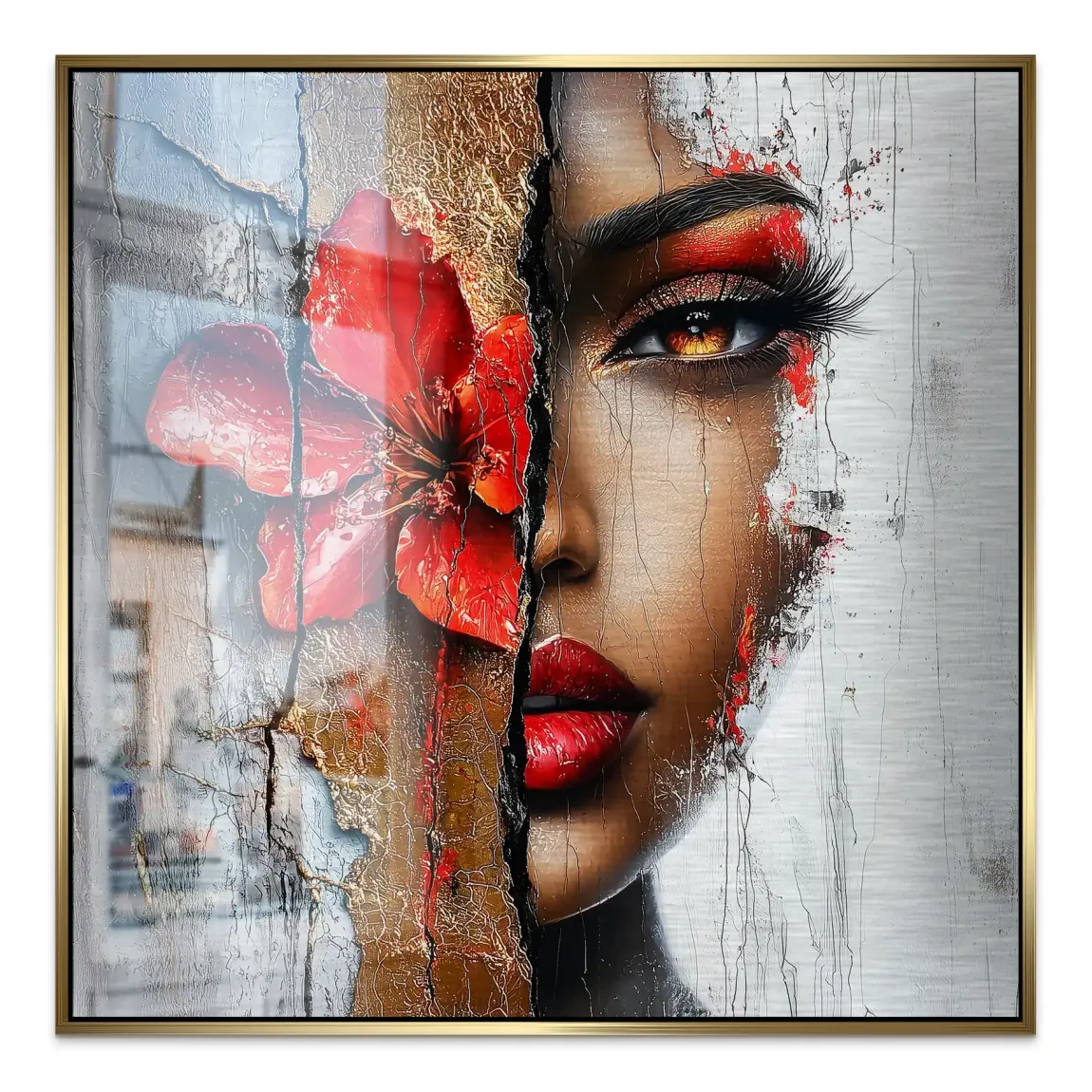 Red Blossom Beauty Alu Gebürstet Bild INGALERIE