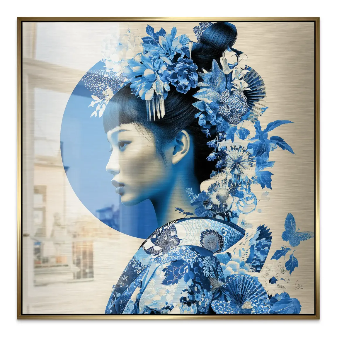 Blue Lotus Geisha Alu Gebürstet Bild