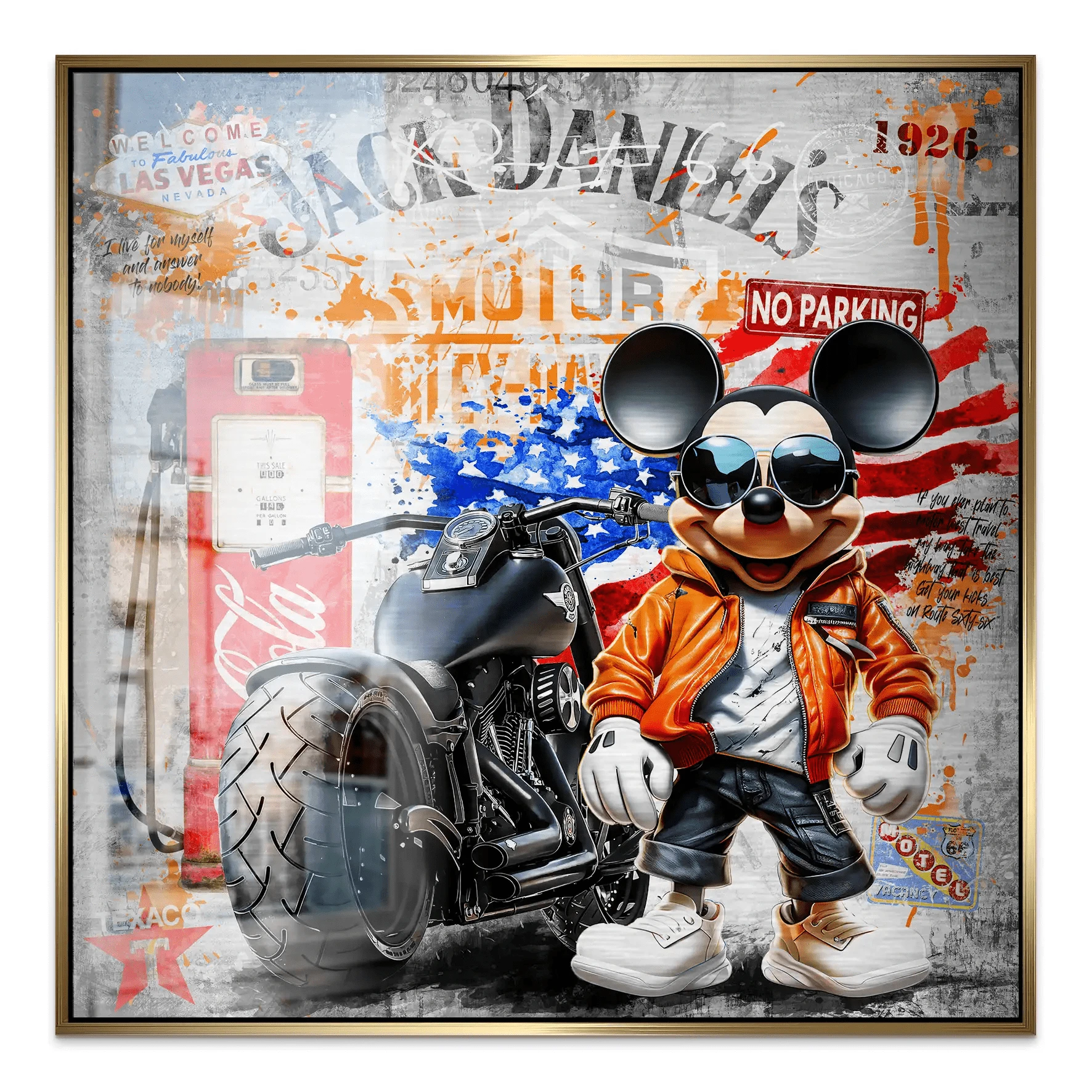 Harley Micky Maus Pop Art Alu Gebürstet Bild INGALERIE