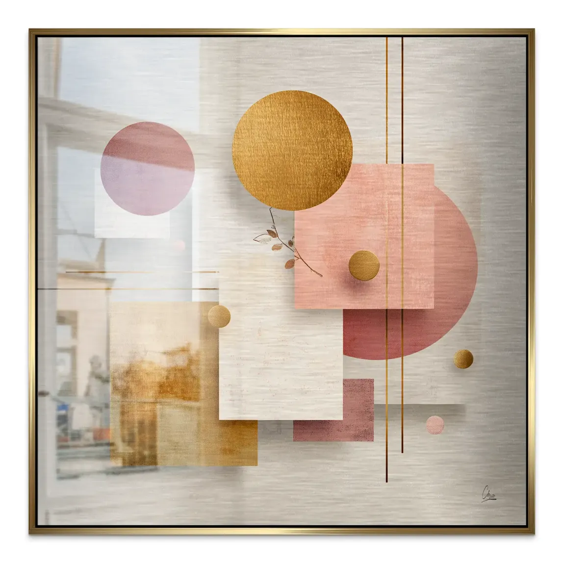 Golden Geometry Alu Gebürstet Bild