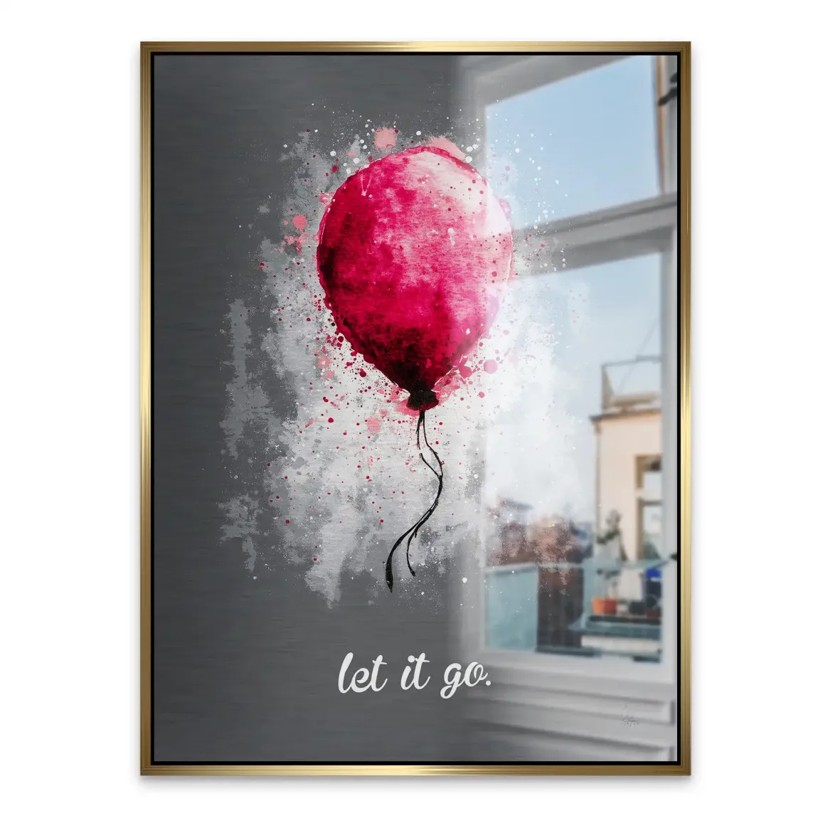 Let it go Ballon Aluminiumbild gebürstet