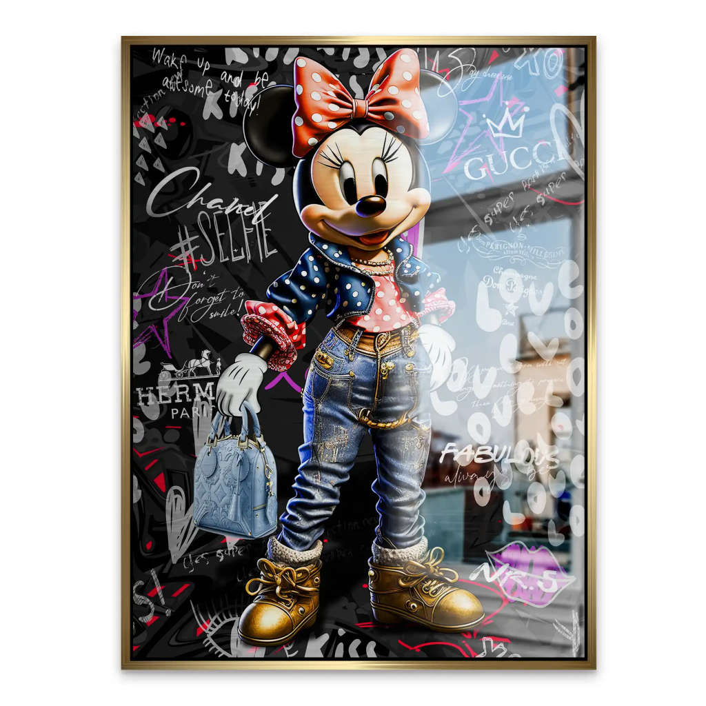 Minnie Maus Comic Street Art Alu gebürstet Bild INGALERIE