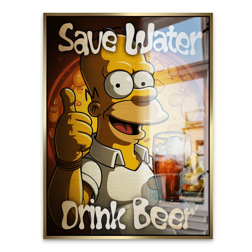 Homer Drink Beer Aludibond Gebürstet INGALERIE