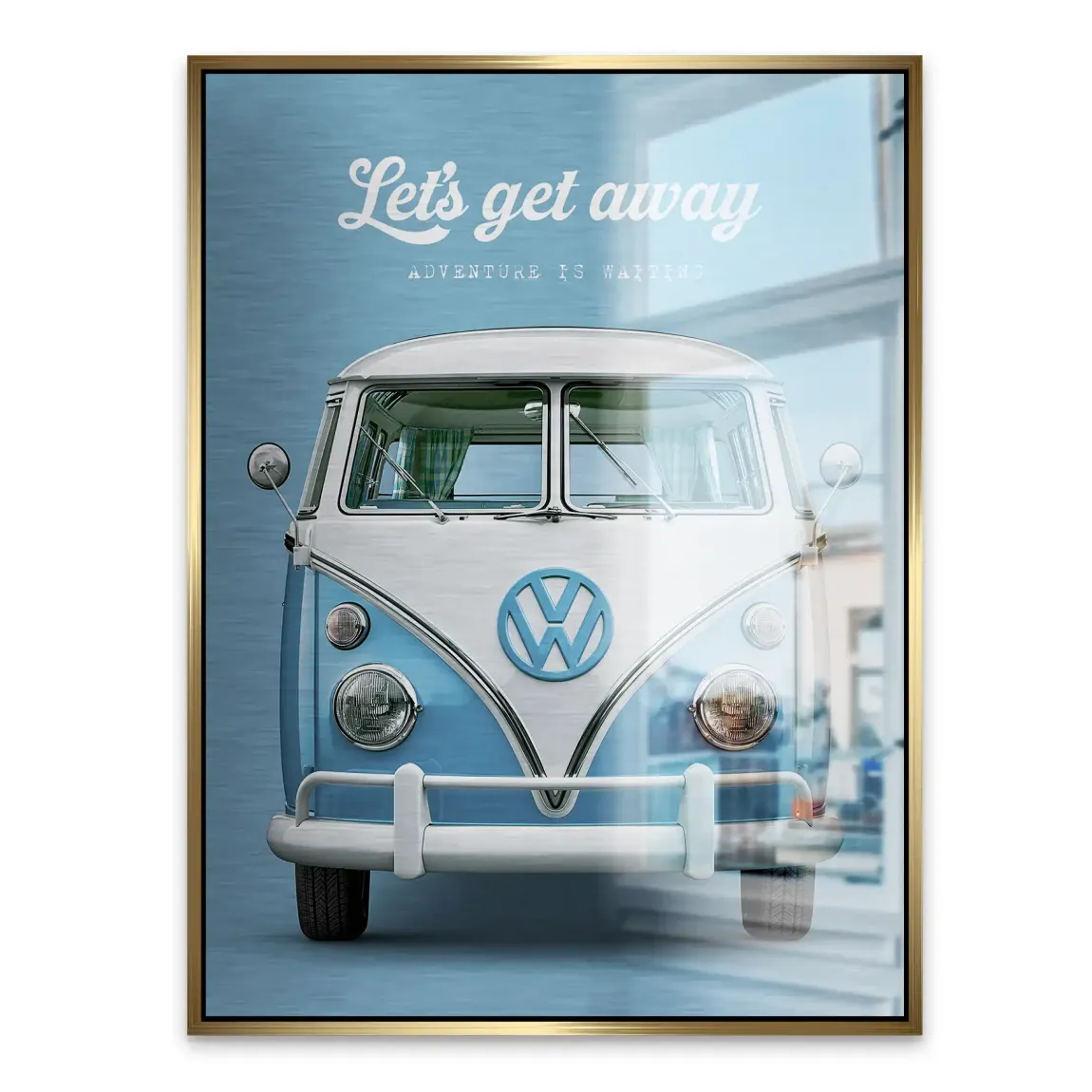 Blue VW Bulli Aluminiumbild gebürstet