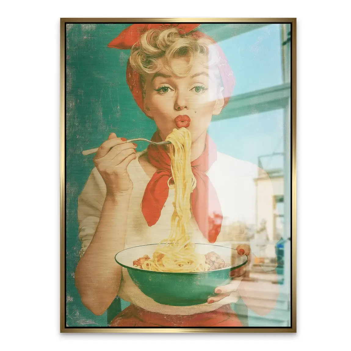 Marilyn Monroe Spaghetti Aluminiumbild gebürstet