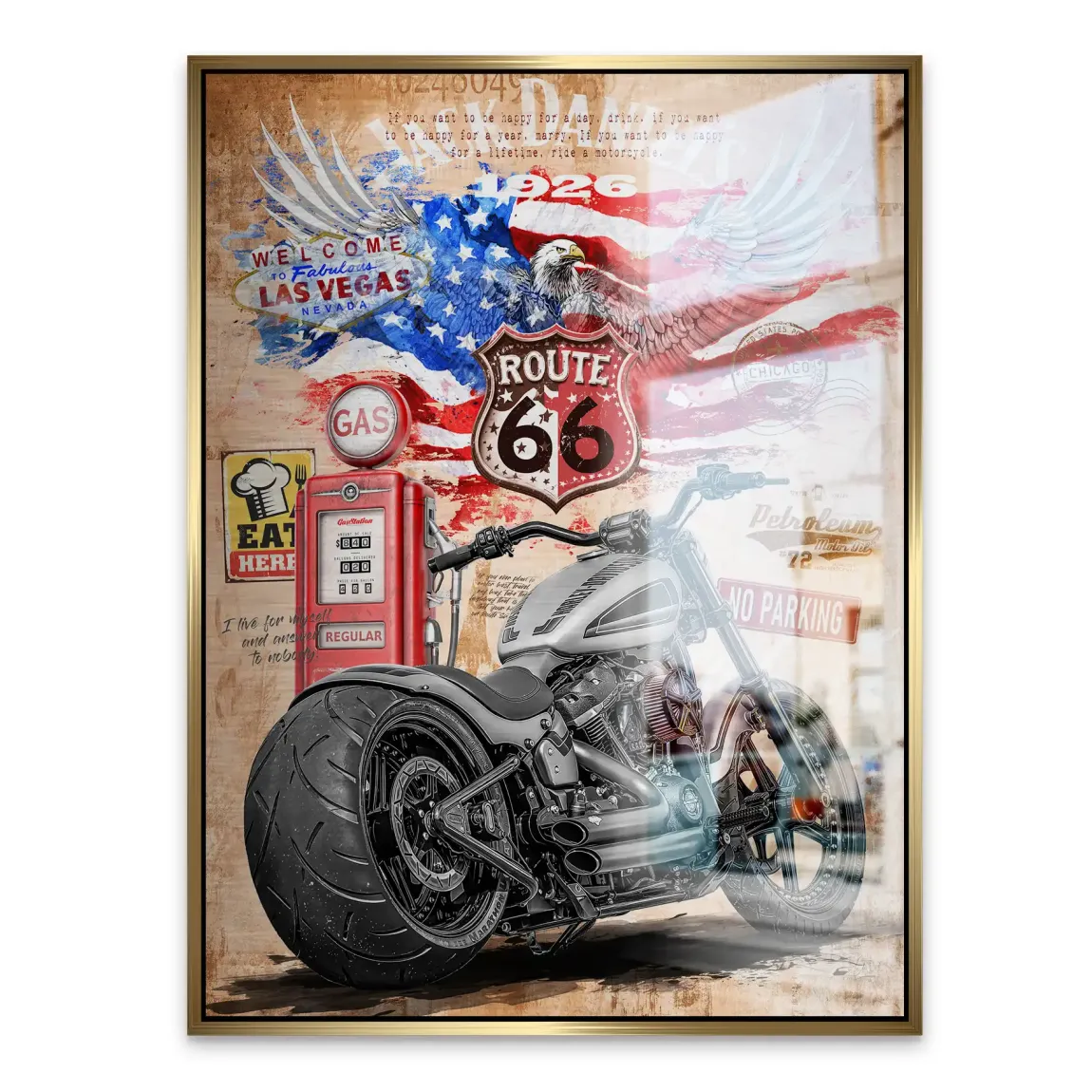 Harley Route 66 Alu Gebürstet Bild