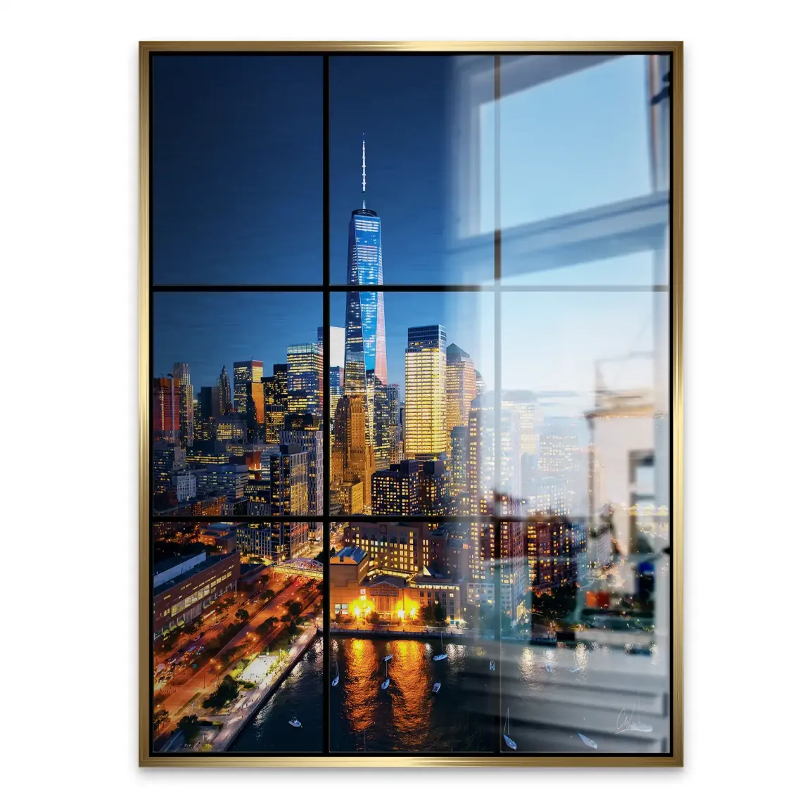 Skyline Lights New York Alu Gebürstet Bild