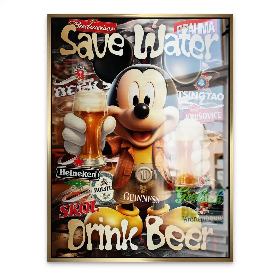 Micky Drink Beer Aludibond Gebürstet INGALERIE