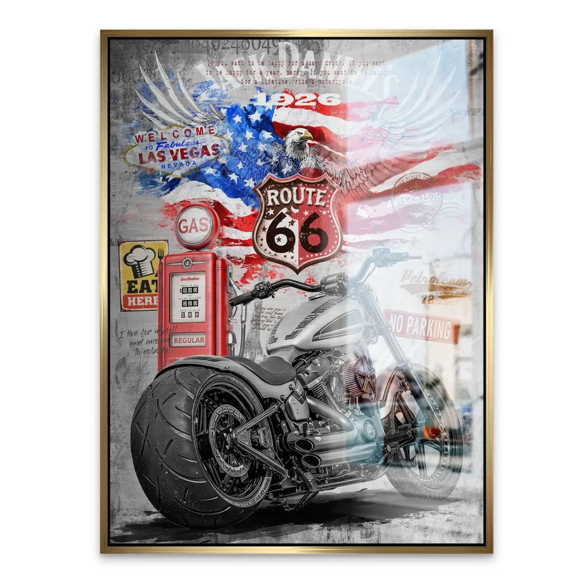 Harley Road Pop Art Alu Gebürstet Bild