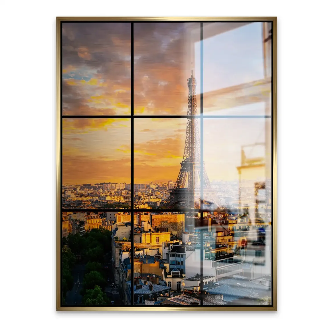 Sunset View Paris Alu Gebürstet Bild